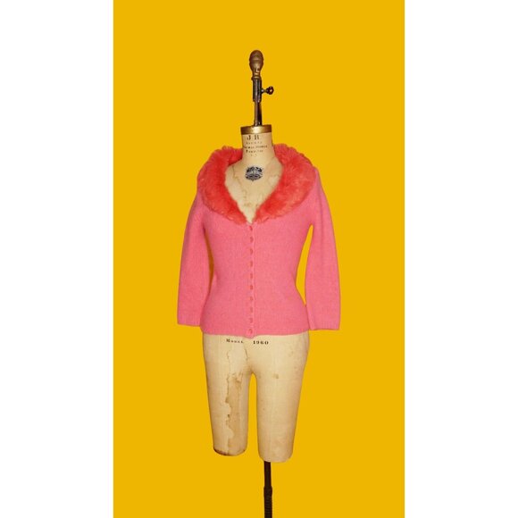 Vintage Rare. 1990s-Y2K BETSEY JOHNSON NY New York Angora and Nylon Bright Pink - Picture 1 of 10